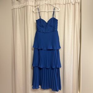 Cobalt Blue Tiered Midi Dress